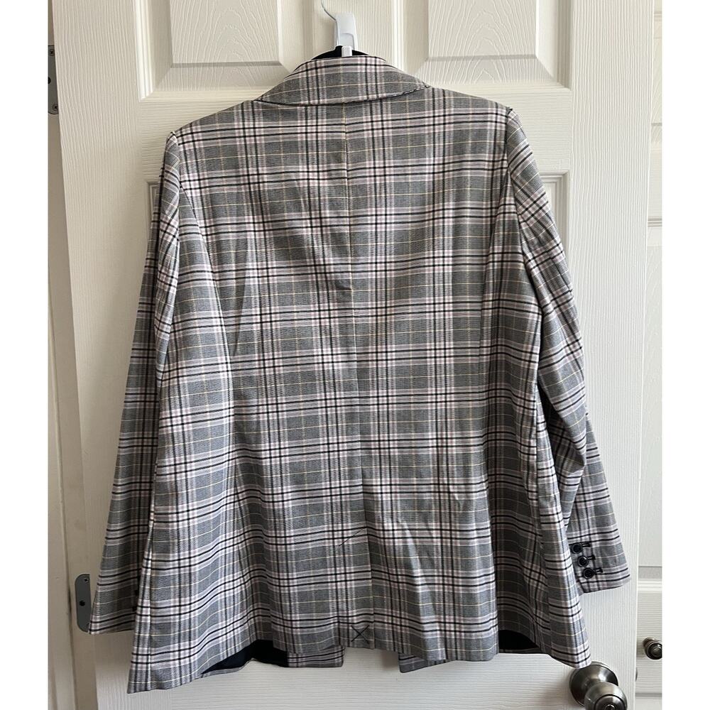 LANE BRYANT Perfect Drape Pink Gray Plaid Single Breast Blazer Jacket Sz 14 NWT - Picture 6 of 13